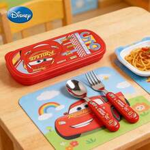 Disney 1套2件官方授權賽車紅卡通叉匙套組，訓練筷，青少年餐具，餐廳禮品，賽車夢想，閃電速度，PP材質，生日賽車派對，開學季，生日聖誕節 - 多色1 - 查看 7