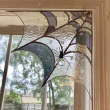 1 pieza Decoración de marco de puerta y ventana con telaraña y araña de Halloween, adorno colgante de acrílico con arañas falsas, cadenas y anillos, decoraciones perfectas de Halloween para la parte superior de puertas y ventanas - multicolor - Ver 6