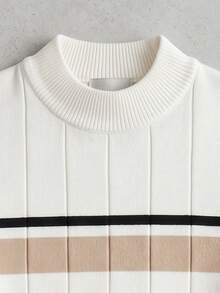 Men's Knitted Ribbed Ribbed Sweater, Autumn/Winter Essential - White - View 10