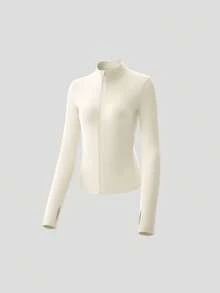 Beneunder Women's High-Elasticity Sports Sun-Protection Jacket (Slim-Fit, Stand Collar) DS004 - Beige - View 9