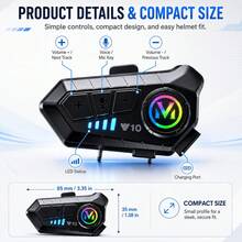 2-In-1 Mic Y10 Helmet Bluetooth Headset, 1000mAh Long Standby Motorcycle Headset - A - View 8