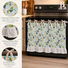 Farmhouse Style Oven Door Curtain With Lace Tie, Semi-Transparent Textured Polyester Kitchen Decor, Decorative Oven Handle Cover Curtain, 30 X 21.3 Inches - Multicolor - View 3