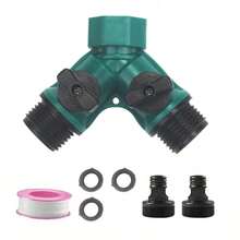 1pc 3/4" Dual-Way Plastic Garden Hose Splitter With Faucet, Water Pipe Connector For Watering, Suitable For Landscaping, Gardening, Floral Planting, Irrigation - Plastic Double-ended - View 9