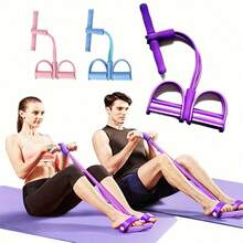 1pc Handle Pedal Resistance Band/8-Figure Pull-Up Bar, Pilates Exercise Equipment, Elastic Pull Rope, Unisex Multi-Function Yoga Sit-Up Pull Rope, Sports Pedal Puller, Multi-Function Home Fitness Equipment, Elastic Band - Purple - View 2