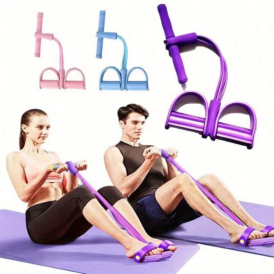 1pc Handle Pedal Resistance Band/8-Figure Pull-Up Bar, Pilates Exercise Equipment, Elastic Pull Rope, Unisex Multi-Function Yoga Sit-Up Pull Rope, Sports Pedal Puller, Multi-Function Home Fitness Equipment, Elastic Band