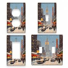 1pc 1Gang/2Gang New York City Light Switch Covers  Wall Plate Decorative Switchplate Electrical Faceplate Farmhouse Country Decor, Use Without Electricity - Rocker/Decora 11cm*7.5cm - View 1