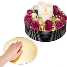 6/12pcs Golden Acrylic Round Mirrors For Centerpieces,Gold Glass Mirrors Candle Plate,Circle Mirror Trays,Circle Mirrors Candle Plates For Wall Wedding Party Table Centerpieces Wall Decor - Multicolor - View 2