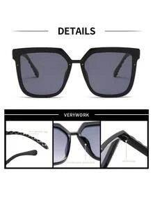 Verywork1 Square Fashion Brand Design Women's Sunglasses, Comes With Storage Case And Cleaning Cloth, Suitable For Outdoor Activities, Travel, Vacation, Daily Commute, Street Photography, Driving, Etc. - Multicolor - View 5