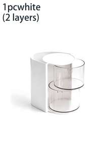 2/3 Layer 180° Rotating Desktop Storage Box, Makeup Brush & Puff Holder, Multi-Layer Egg-Shaped Makeup, Hair Ties, Cosmetics Organizer, Rotating Multi-Layer Transparent Hair Accessory Storage Box, Dust-Proof Plastic Material, Rotating Design, Clear Visibility, Suitable For Back-To-School Storage Needs, Perfect Gift Choice, Back-To-School Essential - View 17