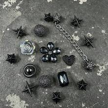 16件裝優雅鞋飾黑色星星水鑽花朵樹脂可愛風，適用於休閒鞋、拖鞋、涼鞋，創意派對禮物 - 彩色 - 查看 8