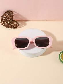 1 PC Boys Girls 5-9Y Casual Rectangle Fashion Glasses Solid Color Lens Black And Pink PC Frame Lightweight For Outdoor Activities With Glasses Box - Multicolor - View 14