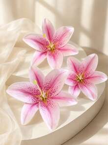 1PC Pink Lily Hair Clips For Women Tropical Flower Barrettes Hawaiian Floral Hairpins Bridal Beach Hair Accessories - Multicolor - View 4