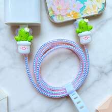 Flower Design Cable Protector, Anti-Breakage Charging Cable Protector, Compatible With IPhone 12-15/16, Type-C & Lightning Data Cable Protector, Cute Decorative Charging Cable Protector - Multicolor - View 5