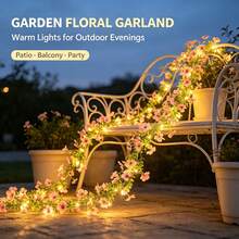 1PC 2M/6.56Ft 20LEDS New Simulation Hanging Plant, Pink Roland Eucalyptus Leaf Vine Light String, Fairy String Light. Suitable For Wedding Party Decoration, Christmas, Table Decoration, Holiday Gifts, Battery Box Power Supply (Battery Not Included) - Pink - View 7