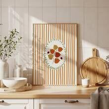 1pc Frameless Fall Leaves Autumn Stripe Botanical Canvas Wall Art Poster Print, Rustic Farmhouse Cottagecore Seasonal Decor, Whimsical Thanksgiving Halloween Wall Hanging, Cozy Bedroom Living Room - Leaf - View 1