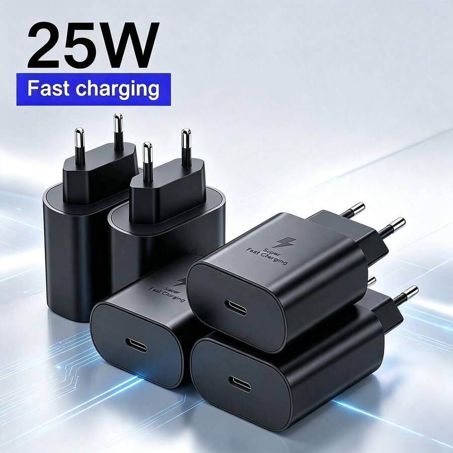 1-4個 USB C 25W 超快充電源適配器，兼容 Galaxy S26/S25/S24/S23/S22/S21/S20 Ultra/Plus/S20FE/S10/A13/A53/A71/Note 20 Ultra/10，兼容 17 16e/15/14/13/12/11/Pro/Pro Max/Plus 快充