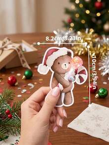 MOSXLOXY 50/20/10 tấm thiệp Giáng Sinh và hộp kẹo hình gấu dễ thương, thiệp chúc mừng hình gấu hoạt hình màu nâu, phong bì, quà Giáng Sinh, hoàn hảo cho tiệc Giáng Sinh, trang trí và phát quà tiệc Giáng Sinh - Xem 4