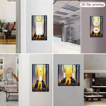 1pc Bears In Sunlit Forest Glow Light Switch & Outlet Cover - 2D Flat Printing Nature-Themed Decor, Easy Install No Wiring/Battery, Durable High-Quality Material Home & Office, Bear Home Decor, Office Decoration,  Wildlife Scene, Natureinspired - Double Toggle 11.5cm*11.5cm - View 5