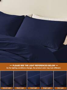 1pc/2pcs Soft Blue Pillowcase, Pillowcase, Bedding, Room Decor, Multi-Size Pillowcase, Envelope Closure, Wrinkle-Resistant, Breathable, Fade-Resistant, Stain-Resistant, Suitable For Bedroom, Sofa, Living Room, Pillow Insert Not Included, Back To School - Navy Blue - View 8