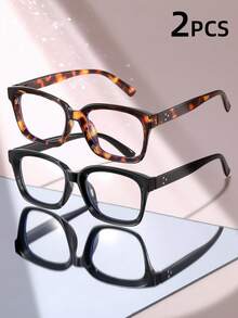 3 Pairs/2 Pairs Classic Retro Square Frame Reading Glasses For Men & Women, Computer Office Reading, +1.0 To +4.0 - Transparent - View 24