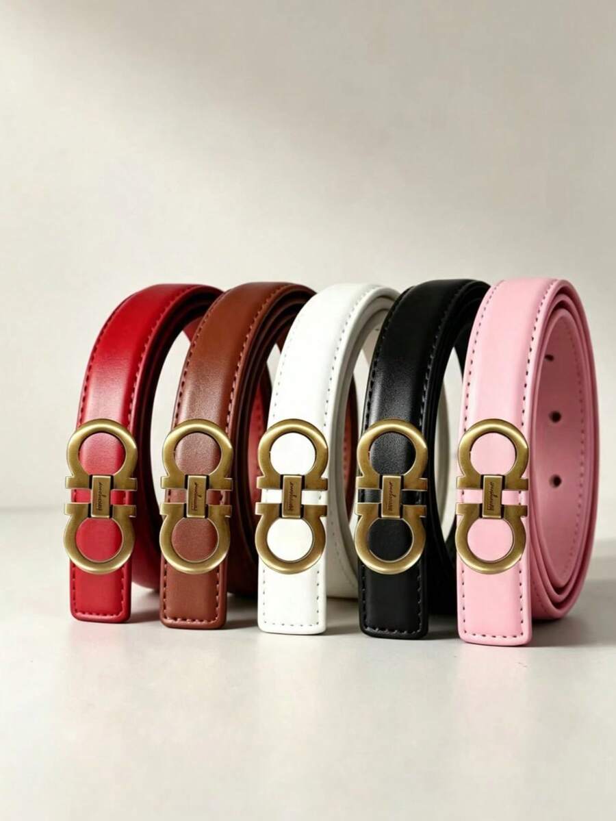Women's 8-Shaped Buckle Denim Jeans Casual Pants Decorative Belt Versatile Women's Waist Belt - Multicolor - View 1