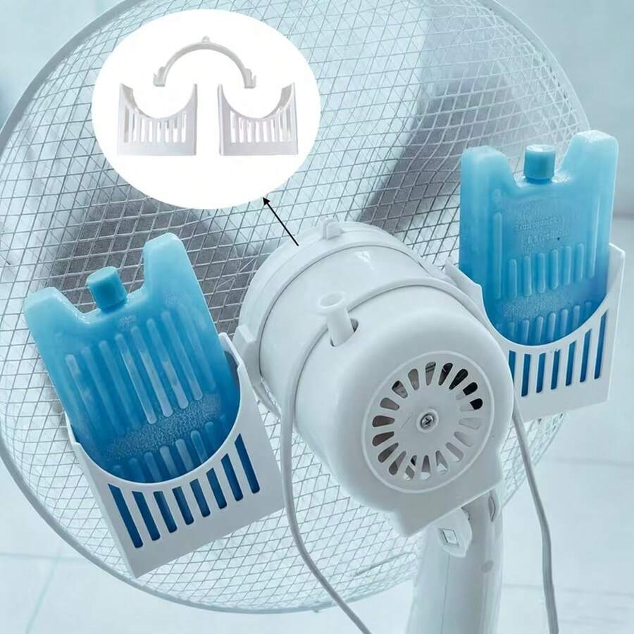1 Set Dudukan Kompres Es untuk Kipas, Braket Kompres Es yang Dipasang pada Kipas, Aksesori Pendingin Udara Musim Panas untuk Kipas Angin Berdiri di Rumah (Kompres Es Tidak Termasuk) - A - View 1