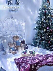 20/10/1 pieza Luces LED de cadena mini alimentadas por batería, luces de luciérnaga y estrella de alambre de cobre centelleantes, adecuadas para frascos de albañilería, decoración de centros de mesa para bodas, fiestas y Navidad, decoración de sobremesa, luces de cadena de alambre plateado de 100 cm, luces mini para dormitorio (blanco) - Multicolor - Ver 2