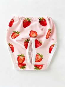 Pet Period-Specific Fruit Pattern Sanitary Pants Are Made Of Soft And Highly Elastic Milk Silk Fabric, Featuring A Cute Strawberry Pattern Design. They Are Period- And Anti-Disturbance Pants, Suitable For Small And Medium-Sized Pets - Red - View 2