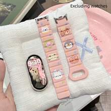 Multifunctional Watch Band, Elegant And Exquisite, Compact Design. Asymmetrical Cute Pet Cartoon Paradise Silicone Watch Band Design, Compatible With Xiaomi Band 10/9/8 Series Models. Quick Release Buckle Design, Supports NFC Version Sharing, Couple Band Accessory - Multicolor - View 16