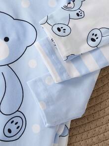 3 bộ jumpsuit liền chân cho bé trai họa tiết gấu sọc dễ thương - Màu xanh nhạt - Xem 4
