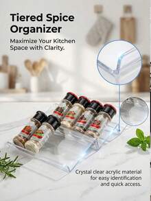 Drawer Spice Rack, Kitchen Stackable Tiered Seasoning Rack, Organizer Storage Rack, Cosmetics, Jewelry Storage Rack Acrylic Material - Multicolor - View 1