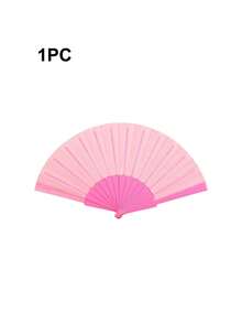 1 pieza Abanico de mano plegable de plástico de unicolor, accesorio para fiesta, banquete y boda - Rosa - Ver 7