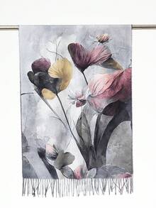 1pc New Women's Fashion Versatile Floral Series Long Shawl Scarf With Tassels - Multicolor - View 5