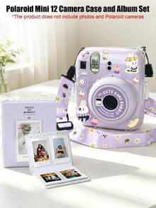 Set Aksesoris untuk Kamera Instan Fujifilm Mini 12, Kotak Pelindung Keras Kristal Bening, Tali Bahu Motif Bunga Daisy, Album Foto Portabel 3 Inci, Stiker Kelinci Lucu DIY, Kit Aksesoris Kamera, Kamera Tidak Termasuk - View 1