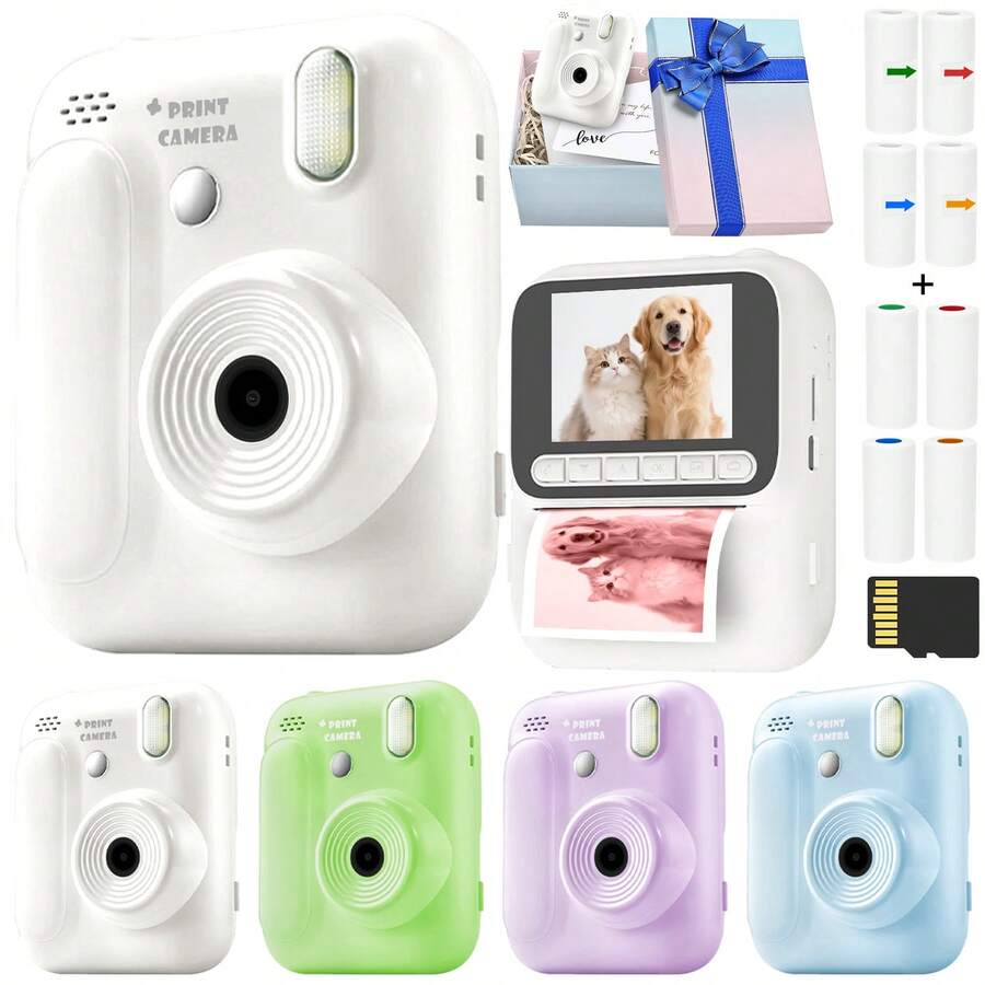 Portable Camera For Kids With 8X Magnification – 1080P HD Selfie Video Flash, Portable Mini Photo Printer With 4 Color Printing Paper Rolls, Fun Creative Gift For Holidays, Christmas, Halloween, Birthday Parties & Special Occasions