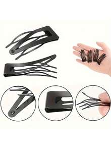 24pcs Crocodile Hair Clips, 1.8 Inch Single Tooth Hair Clips, Hair Styling And Dyeing Hair Accessories, Silver - Black Side Clip - View 3