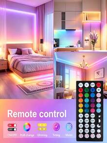 2 Modos de Control: Control Remoto de 44 Teclas y Control por APP de Smartphone, Tira de Luz LED RGB Sincronizada con Música Controlada por APP Inteligente con Control Remoto, Adecuada para Dormitorio, Habitación, Decoración del Hogar, Fiesta, Vacaciones y Otras Ocasiones, Decoración de Habitación, Decoración del Hogar, Decoración de Dormitorio, Tira de Luz LED Inteligente con Control Remoto de 44 Teclas - Multicolor - Ver 4