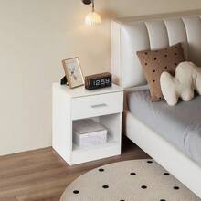 2-Tier Nightstand Set Of 2, Bedside Cabinet End Table For Bedroom Home Office, White - As Pic - View 6