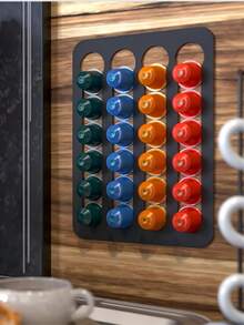 3/1pc Modern Magnetic Coffee Capsule Storage Rack, Minimalist Drill-Free Wall-Mounted Panel, Premium Metal Material, Coffee Capsule Storage Rack, Suitable For Refrigerator, Kitchen Decor, Coffee Station, Can Store 24 Capsules - Multicolor - View 13