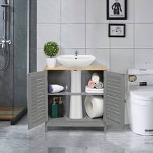 Modern Double Shutter Door MDF Spray Paint Bathroom Sink Cabinet Gray - As Pic - View 1