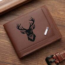Deer Head Silhouette Print Men's Bifold Wallet PU Leather Short Wallet With Card Slots,Wallets For Man - Multicolor - View 12