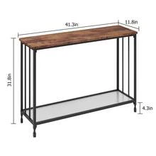 Kselythan Mesa consola estrecha estilo granja, mesas de salón, mesas auxiliares estrechas para recibidor, mesa de entrada con almacenamiento, mesa auxiliar para pasillo - Marrón - Ver 4