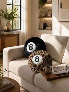 Billiard Throw Pillow 14/18 Inch Round Decorative Cushion Soft Faux Fur Pillow Suitable For Home Bed, Sofa, Bedroom And Living Room - Black - View 7