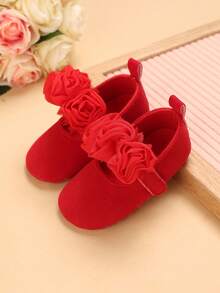 Cute Pink Spring/Autumn Style Bowknot Solid Color Princess Shoes, Infant Casual Shoes For Newborns And Toddlers - Red - View 2