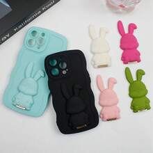1pc Cute Cartoon Ultra-Thin Foldable Phone Stand, New Rabbit Shaped Phone Holder, Creative Back-Sticking Stand, Desktop Stand, Mark-Free Design Suitable For Men And Women - Multicolor - View 2