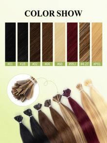 K Tip V Tip Human Hair Extensions, 25g Straight Real Human Hair 16-22 Inch, Remy Hot Fusion Hair Extensions For Salon & Daily Hairstyle Women For Halloween Costumes & Christmas - Multicolor - View 1