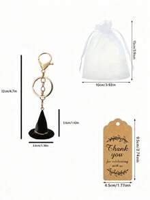 1 Set 3D Magic Hat Keychain | Cute Pointed Wizard Hat Bag Charm - Perfect For Wallet, Backpack And Daily Decoration; Includes Organza Bag And Card, Halloween Decor, Fall Decor - Multicolor - View 3