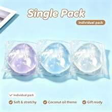 1pc Round Soft Slow Rebound Coconut Oil Squeeze Ball, Super Soft Slow Recovery Stress Relief Squeeze Toy, Randomly Shipped, One Size, Smooth Elastic Sensory Toy, Suitable For Students And Office Workers As A Relaxation Gift - Multicolor - View 2