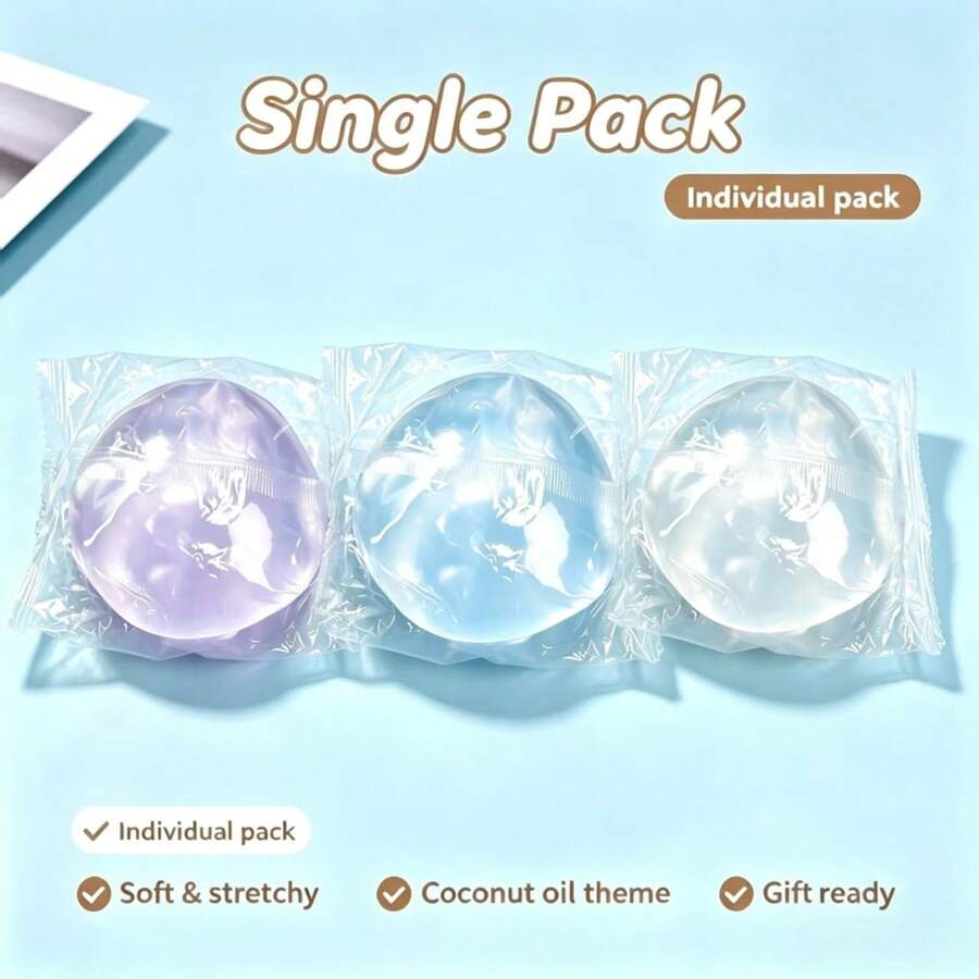 1pc Round Soft Slow Rebound Coconut Oil Squeeze Ball, Super Soft Slow Recovery Stress Relief Squeeze Toy, Randomly Shipped, One Size, Smooth Elastic Sensory Toy, Suitable For Students And Office Workers As A Relaxation Gift