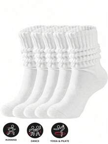 1/3/5/10/15/20 Pairs Minimalist Casual White Soft Long Socks, Comfortable Socks, Fluffy Socks, Long Socks And Sports Socks, Suitable For All Seasons - Multicolor - View 1